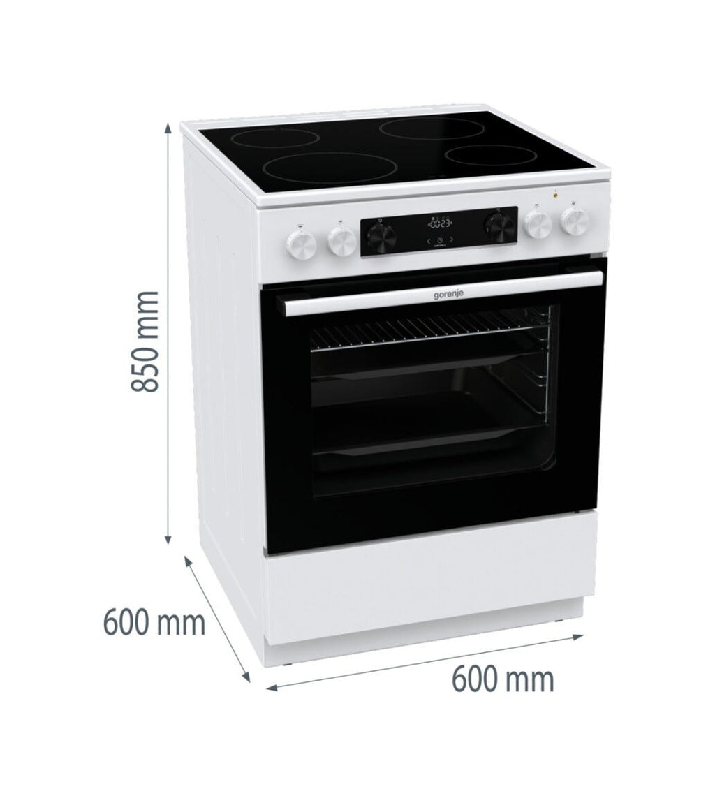 Gorenje GEC6C40WD G600 Cucina da accosto cm. 60, 4 zone elettriche, forno multifunzione, capacità 71 litri, bianco