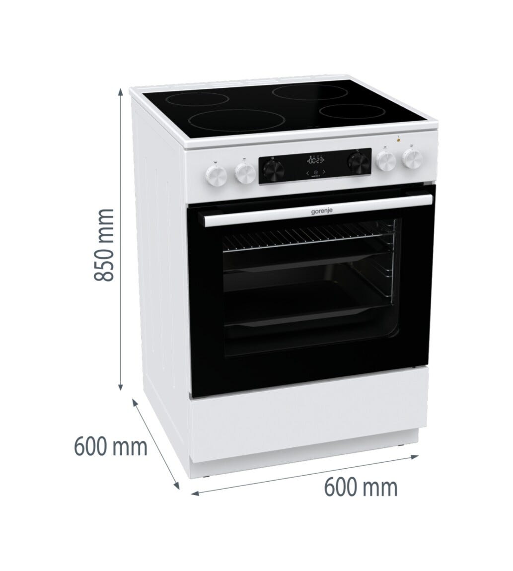 Gorenje GEC6C40WD G600 Cucina da accosto cm. 60, 4 zone elettriche, forno multifunzione, capacità 71 litri, bianco