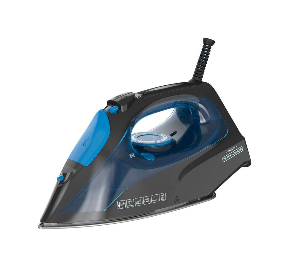 Black & Decker BXIR2605E Ferro a vapore/secco da 2600W con piastra in acciaio inox.