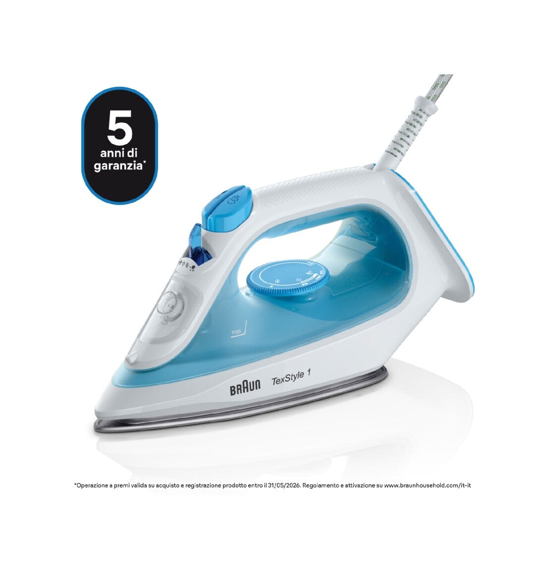 Braun 12710000-SI1050BL Ferro a vapore leggero con piastra in Superceramic.
