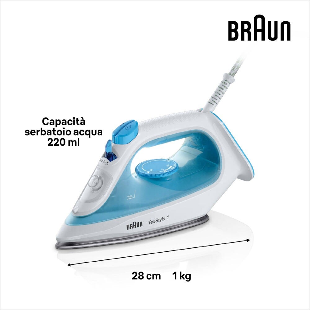 Braun 12710000-SI1050BL Ferro a vapore leggero con piastra in Superceramic.