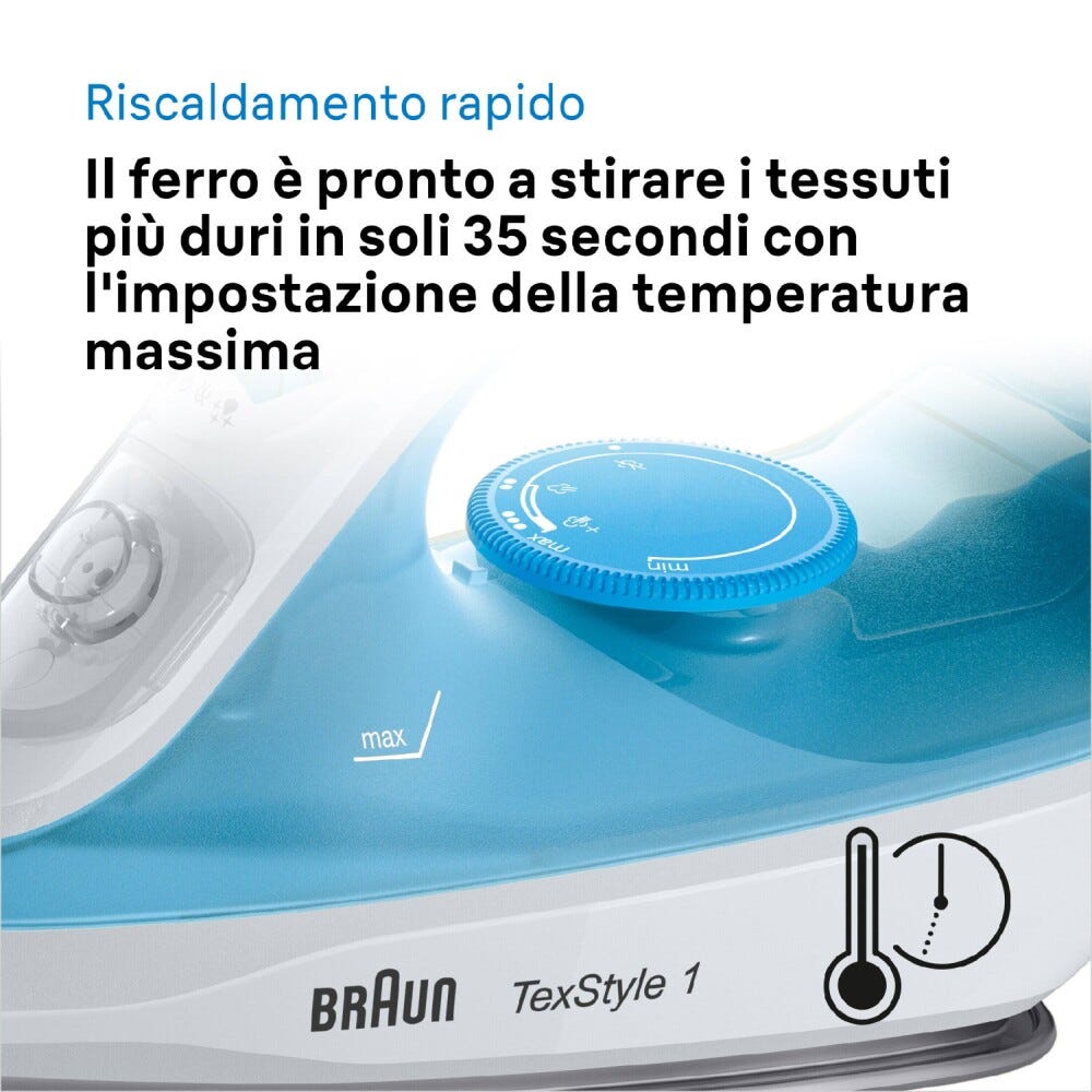 Braun 12710000-SI1050BL Ferro a vapore leggero con piastra in Superceramic.