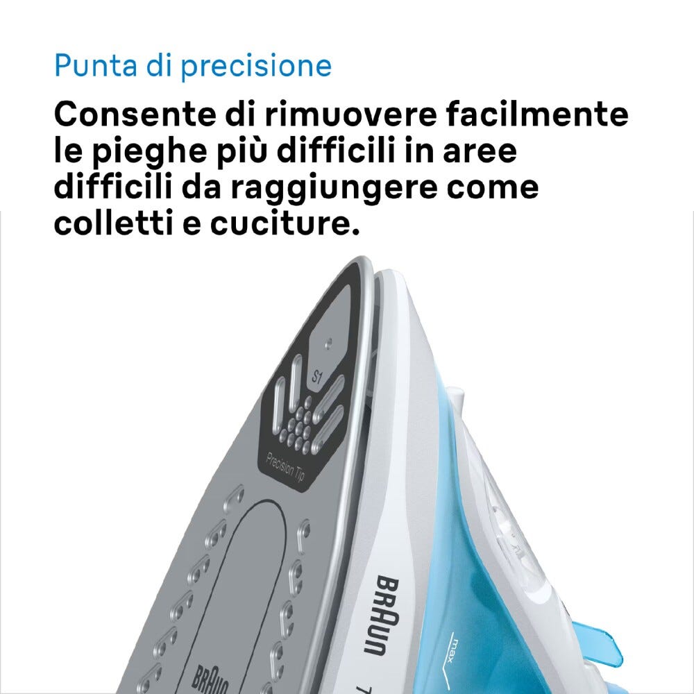 Braun 12710000-SI1050BL Ferro a vapore leggero con piastra in Superceramic.