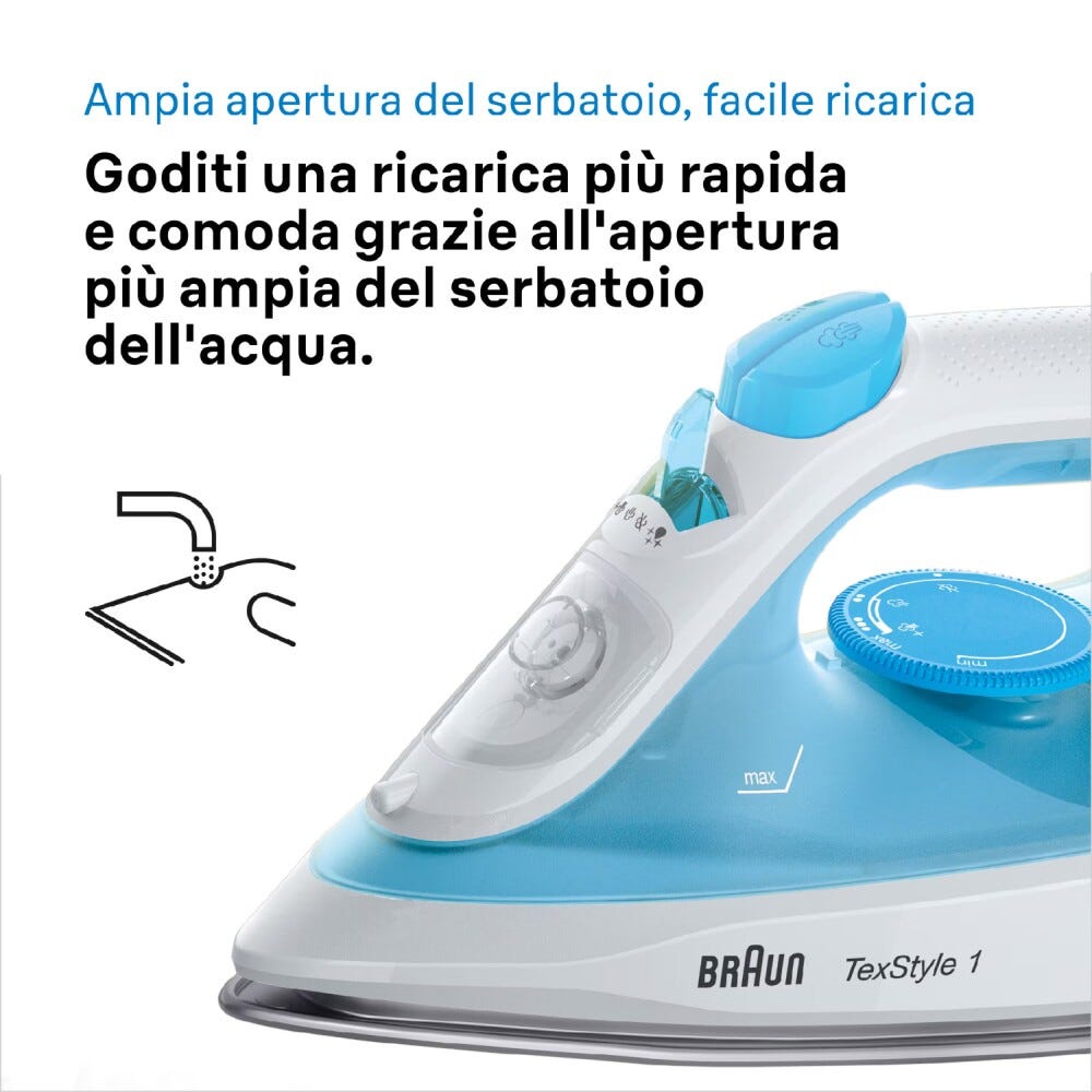 Braun 12710000-SI1050BL Ferro a vapore leggero con piastra in Superceramic.