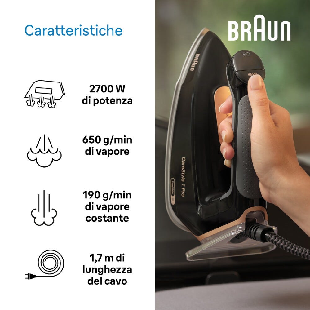 Braun IS 7286 Sistema stirante a caldaia con piastra EloxalPlus.
