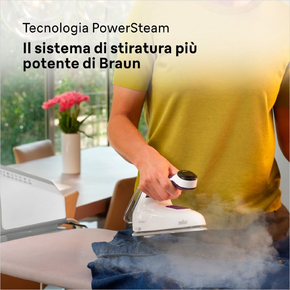 Braun IS7266VI Sistema stirante ergonomico con display digitale e piastra scorrevole.