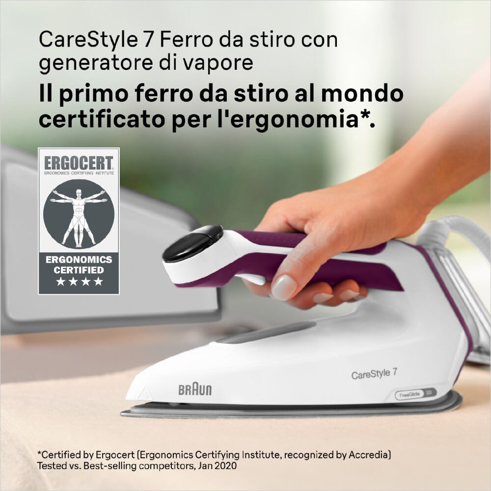 Braun IS7266VI Sistema stirante ergonomico con display digitale e piastra scorrevole.