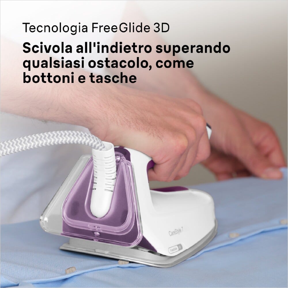 Braun IS7266VI Sistema stirante ergonomico con display digitale e piastra scorrevole.