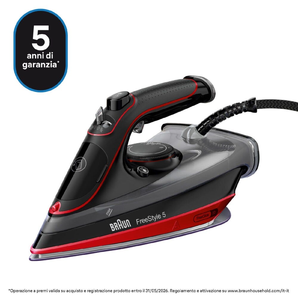 Braun SI5057RD Ferro a vapore con piastra SuperCeramic e tecnologia 3D.