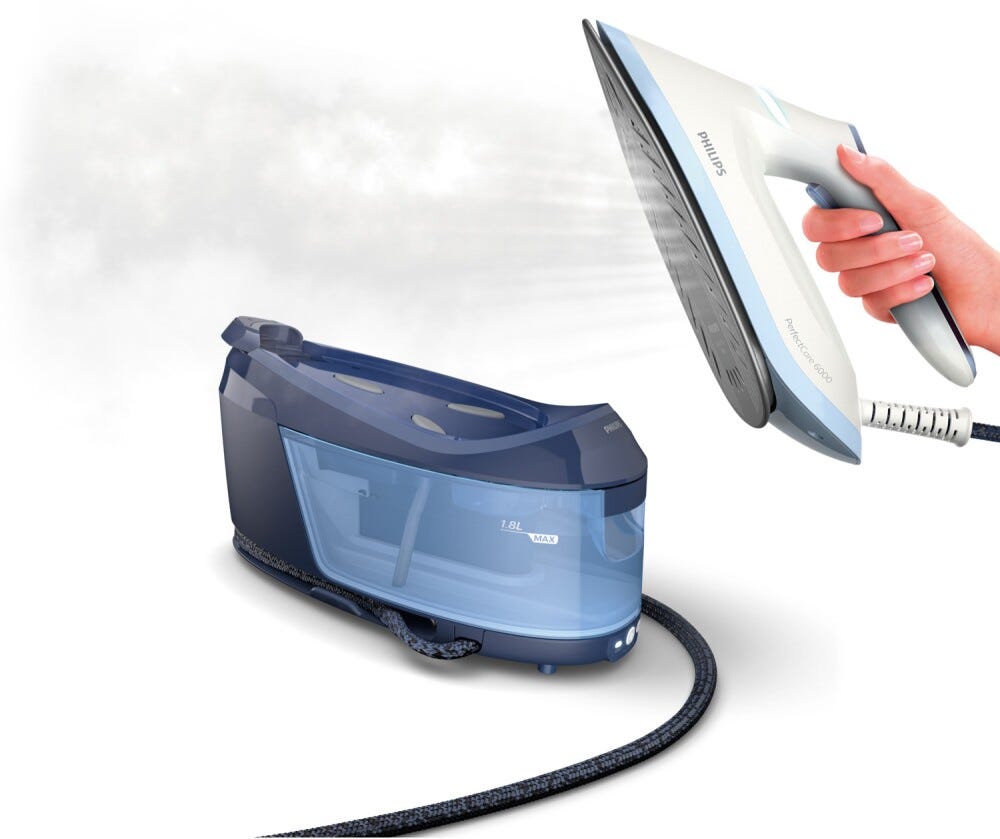 Philips PSG6026/20 Ferro da stiro generatore di vapore compatto e potente, con tecnologia OptimalTEMP per una stiratura veloce e sicura.