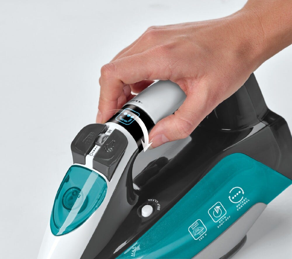 polti QS220 Ferro a vapore con display digitale e Rotary Control, adatto per tutti i tessuti.