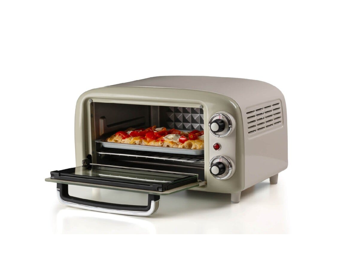 Ariete 3919/03 Forno elettrico vintage con capacità di 10 litri, design retrò e doppio vetro.