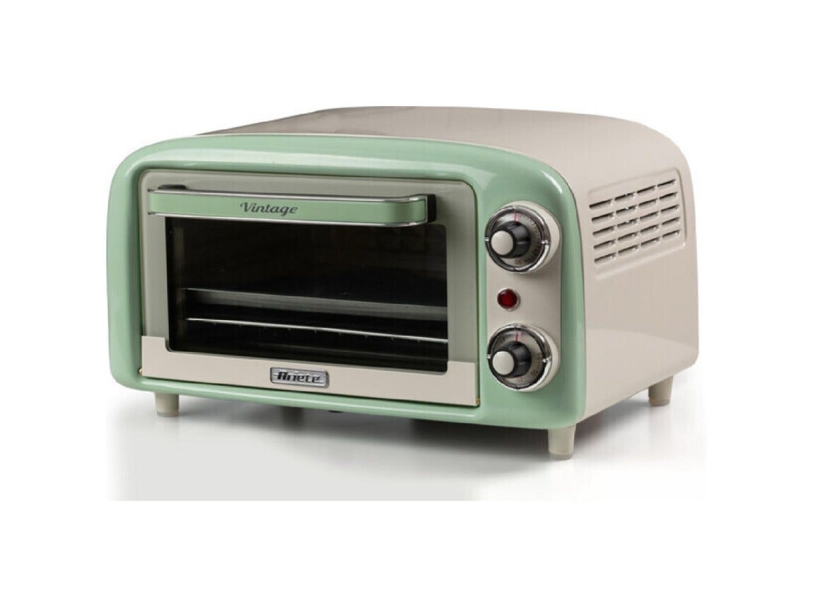 Ariete 3919/04 Forno elettrico Vintage, 10L, doppio vetro, design retrò, verde, perfetto per cucinare piatti appetitosi.