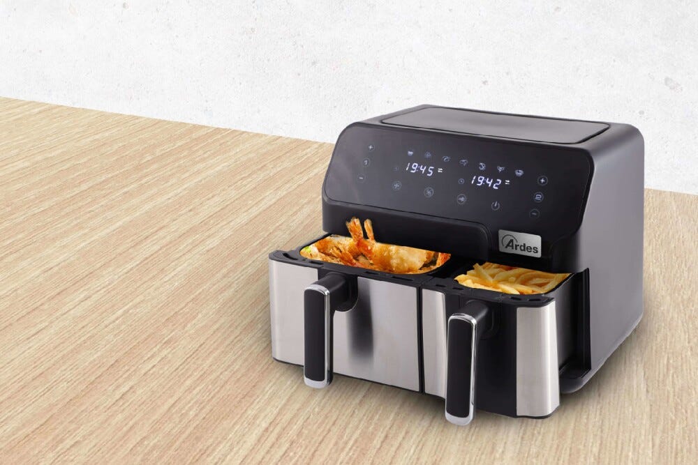 Ardes ARFRYA03D Friggitrice ad aria Eldorada Dual con doppio cestello, capacità 9L, 8 programmi preimpostati e tecnologia Rapid Air.