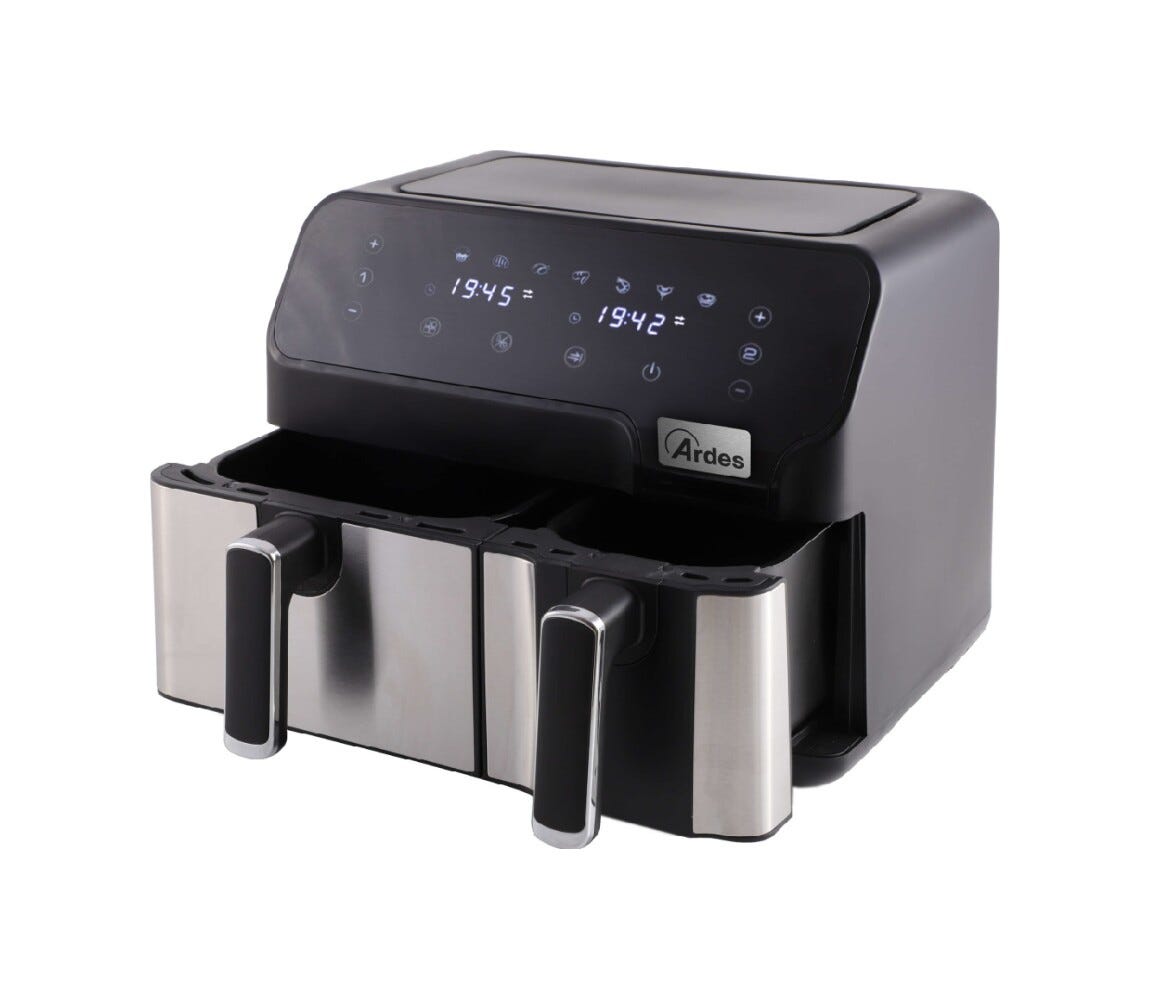 Ardes ARFRYA03D Friggitrice ad aria Eldorada Dual con doppio cestello, capacità 9L, 8 programmi preimpostati e tecnologia Rapid Air.