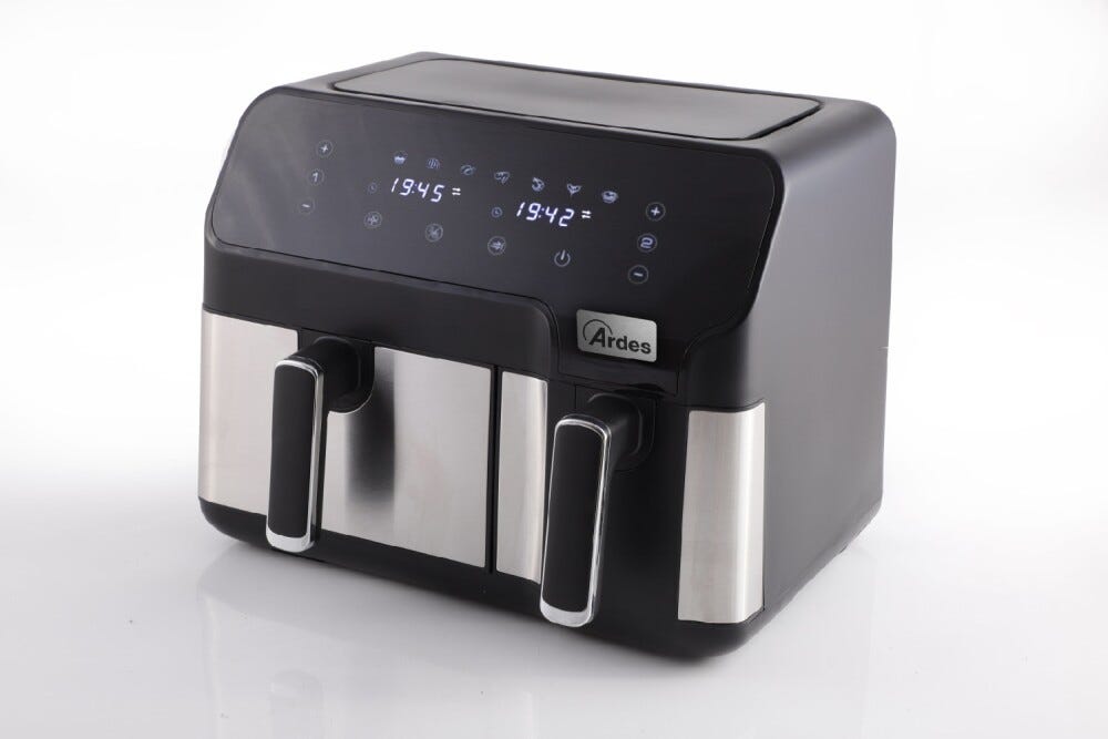 Ardes ARFRYA03D Friggitrice ad aria Eldorada Dual con doppio cestello, capacità 9L, 8 programmi preimpostati e tecnologia Rapid Air.
