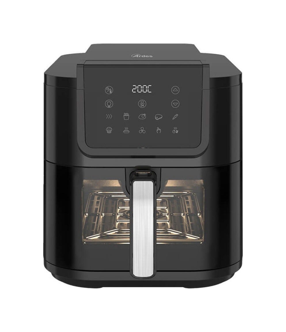 Ardes ARFRYA08LV Friggitrice ad aria calda con display touch e 10 programmi preimpostati, capacità 8L e potenza 1700W.