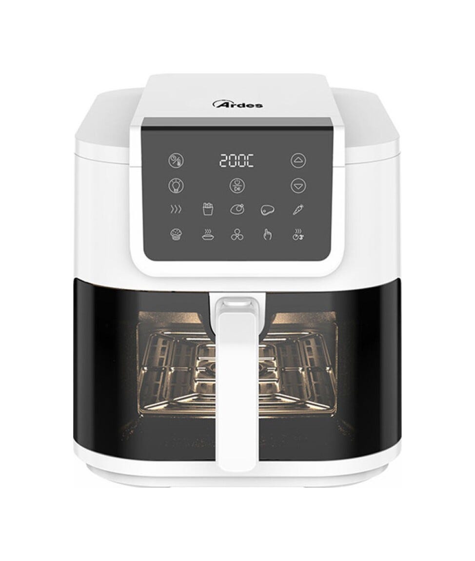 Ardes ARFRYA08LVW Friggitrice ad aria calda da 8L, 1700W, temperatura regolabile e timer 60 minuti.