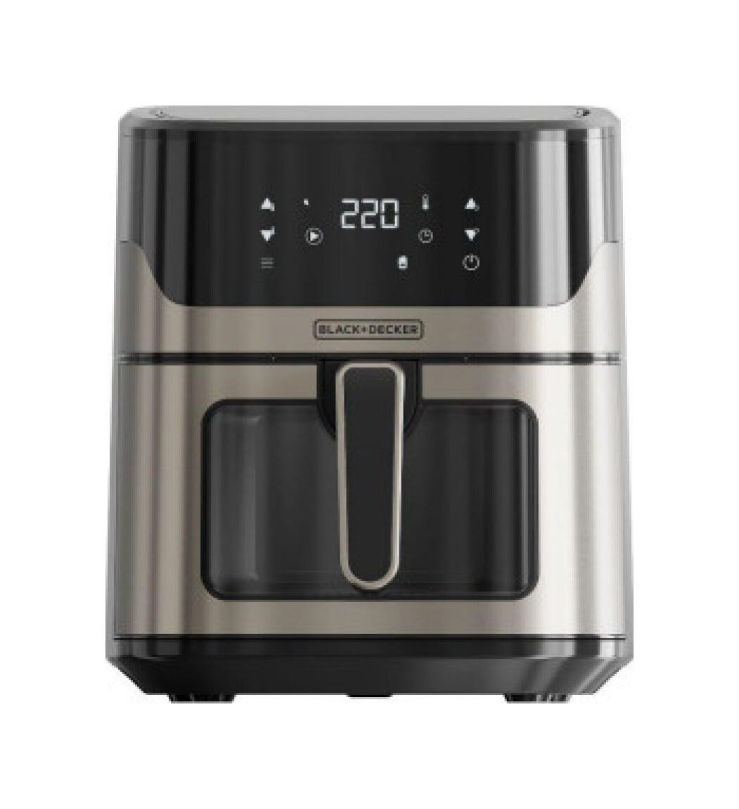 Black & Decker BXAF6500E Friggitrice ad aria 6,5L, 1600W, 8 programmi preimpostati per pasti sani e gustosi.