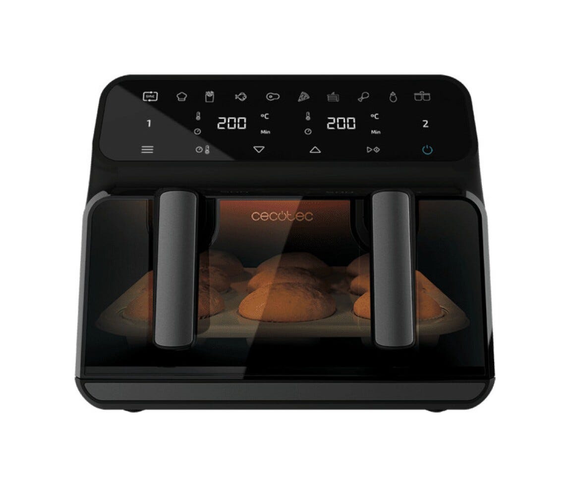 cecotec CECOFRY ADVANCE 9000 WINDOW Friggitrice ad aria calda da 9L, 2850W, 8 programmi, display LED touch e contenitore rimovibile.