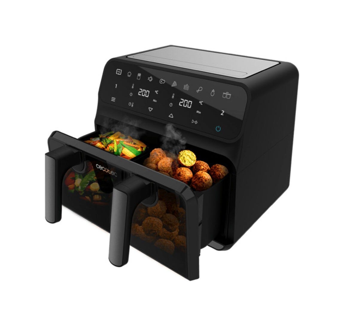 cecotec CECOFRY ADVANCE 9000 WINDOW Friggitrice ad aria calda da 9L, 2850W, 8 programmi, display LED touch e contenitore rimovibile.