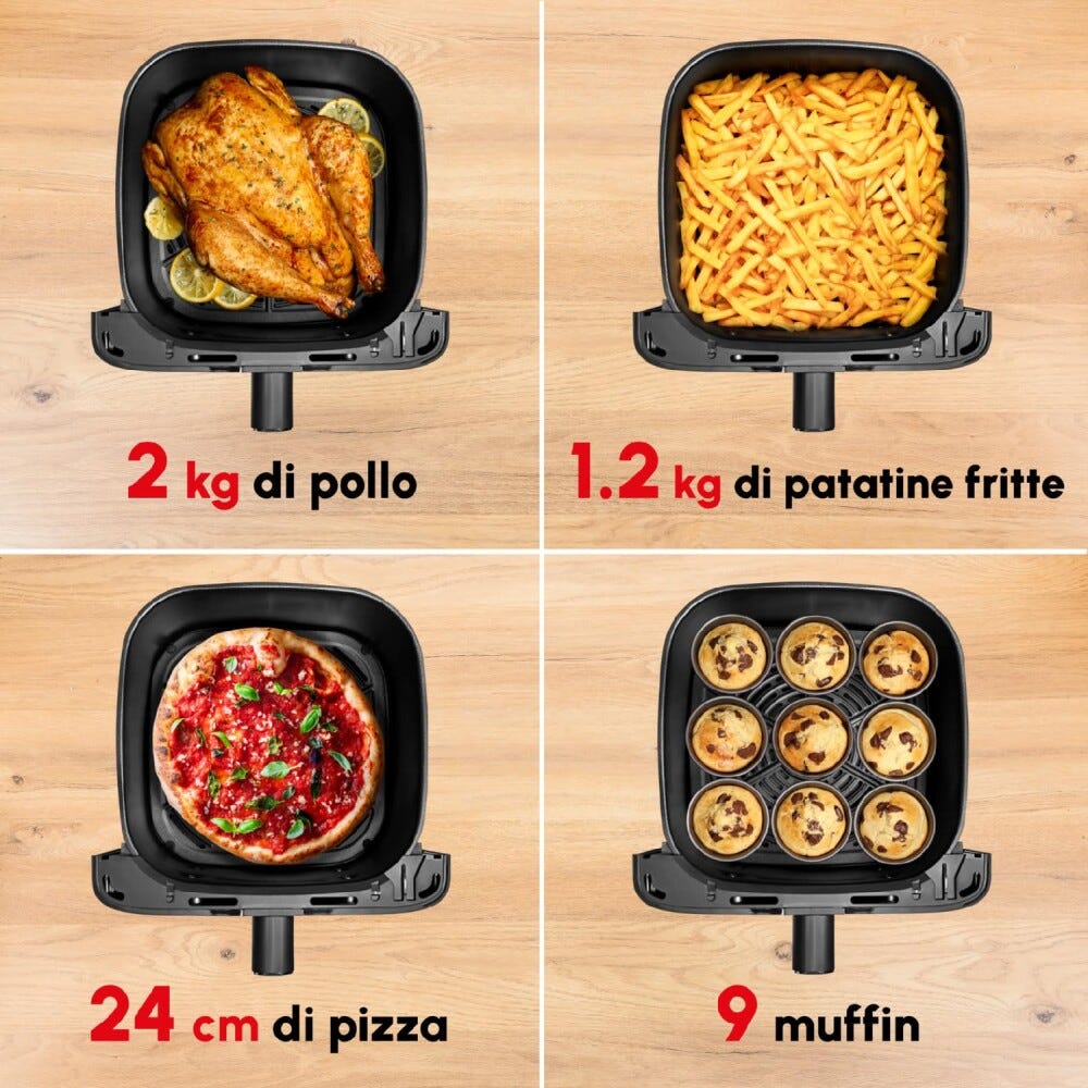 Moulinex EZ855H Friggitrice ad aria extra-large per 8 persone, 7,5L, 8 programmi preimpostati, facile da usare e pulire.
