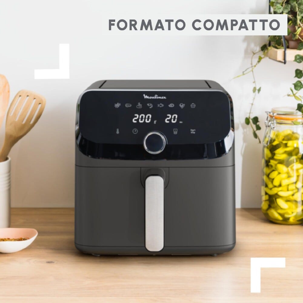 Moulinex EZ855H Friggitrice ad aria extra-large per 8 persone, 7,5L, 8 programmi preimpostati, facile da usare e pulire.