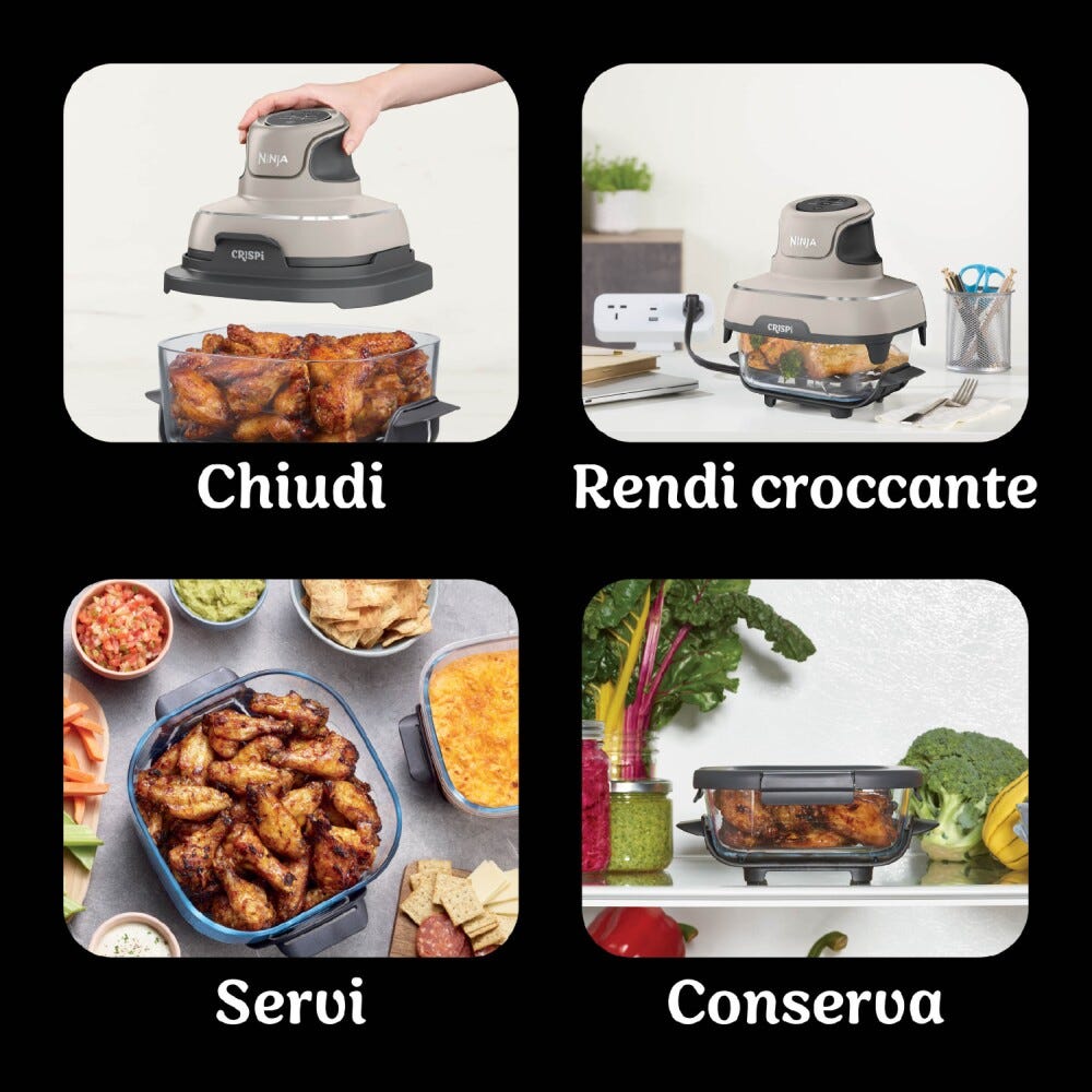 Ninja FN101EUGY Friggitrice ad aria portatile, 3,8 L, 1700 W, 4 programmi di cottura.
