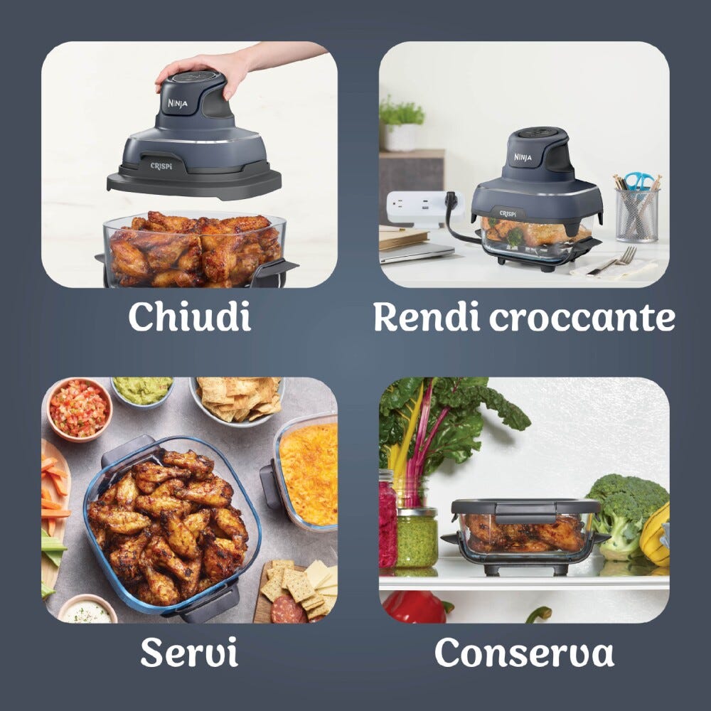 Ninja FN101EUGY Friggitrice ad aria portatile, 3,8 L, 1700 W, 4 programmi di cottura.