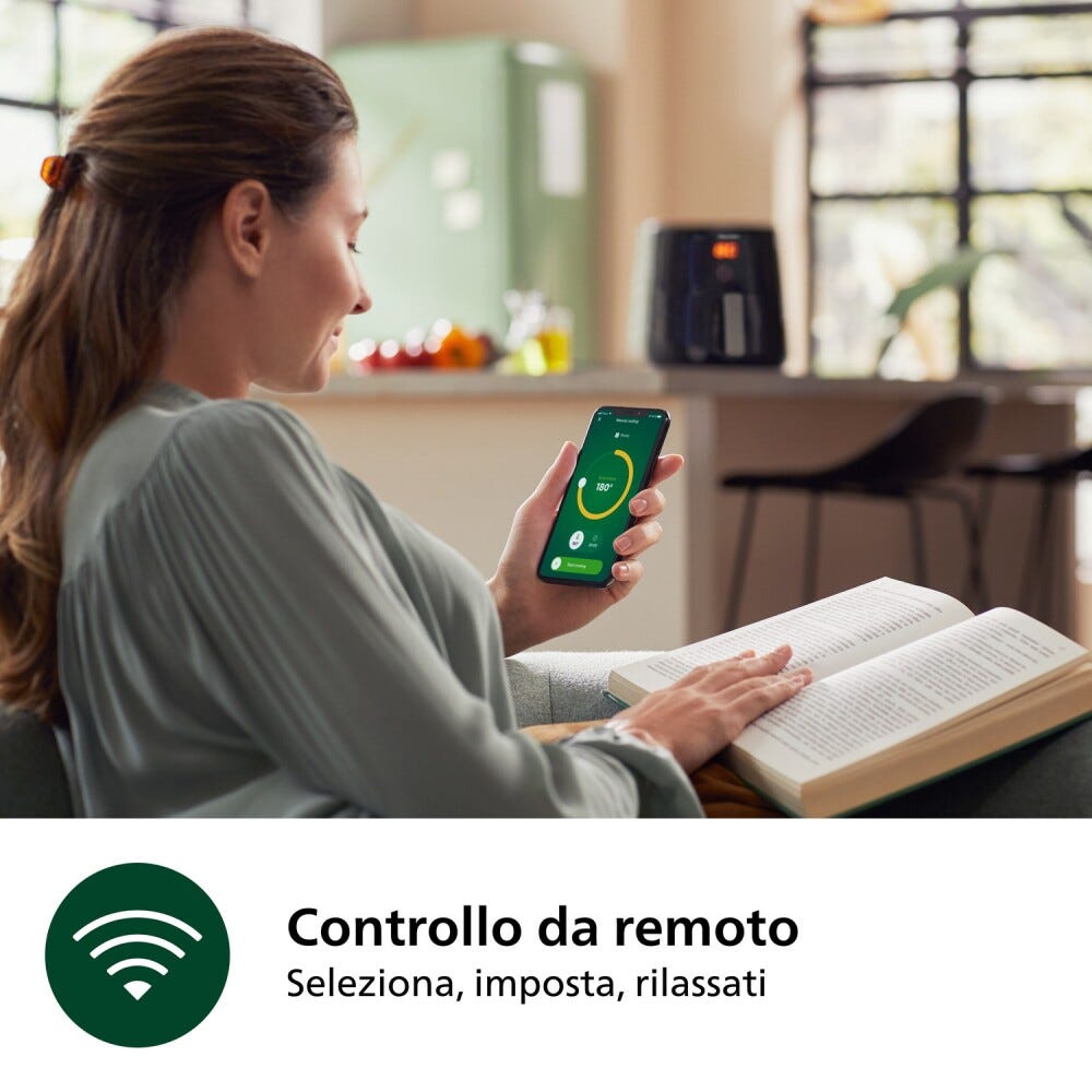 Philips HD9285/93 Friggitrice ad aria 7.2L, 16 programmi, app per ricette e accessorio teglia.