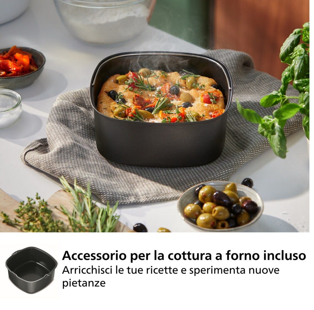 Philips HD9285/93 Friggitrice ad aria 7.2L, 16 programmi, app per ricette e accessorio teglia.