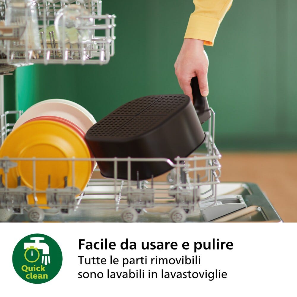 Philips HD9285/93 Friggitrice ad aria 7.2L, 16 programmi, app per ricette e accessorio teglia.