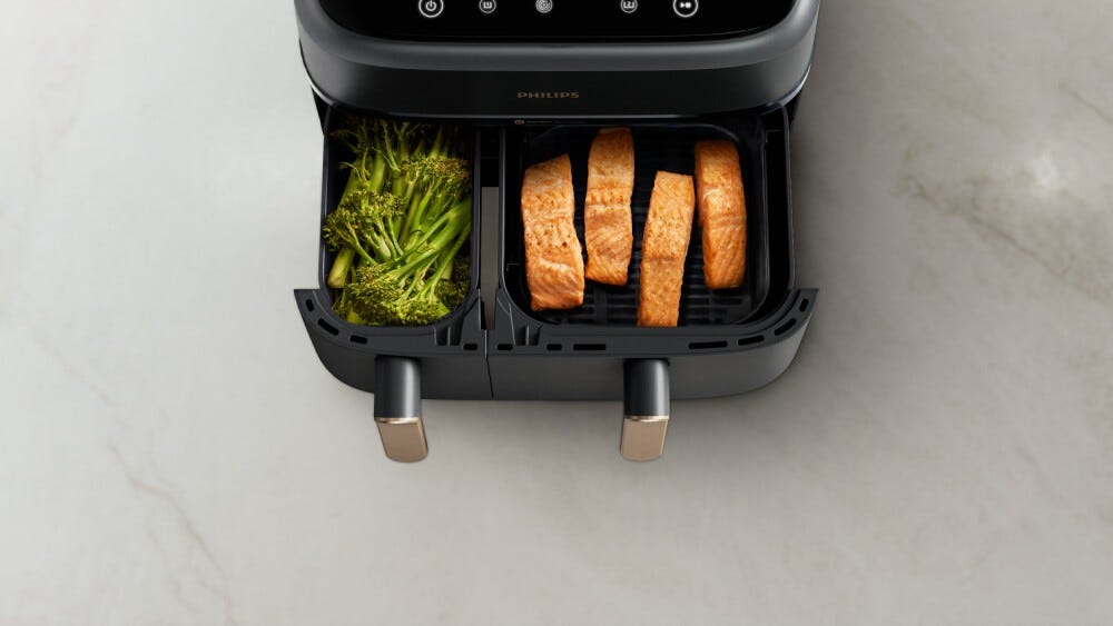 Philips NA352/00 Friggitrice ad aria con doppio cestello per una cucina sana e versatile.