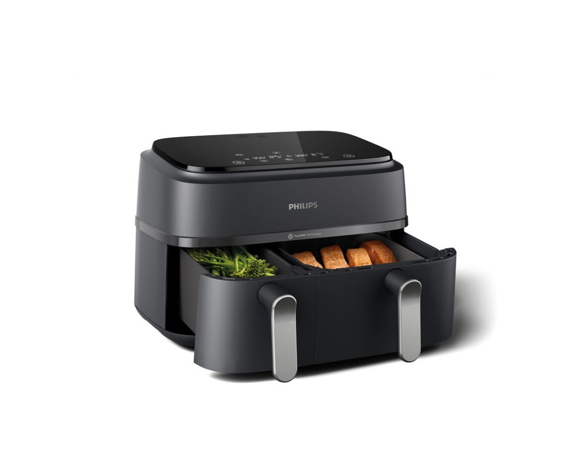 Philips NA352/00 Friggitrice ad aria con doppio cestello per una cucina sana e versatile.