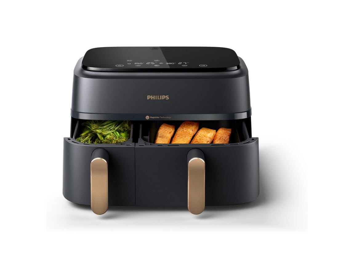 Philips NA352/00 Friggitrice ad aria con doppio cestello per una cucina sana e versatile.