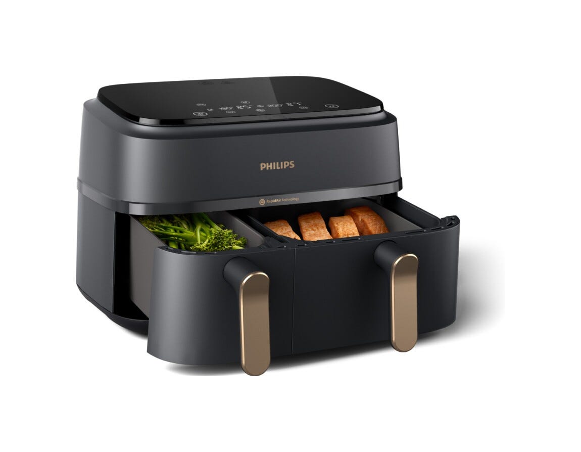 Philips NA352/00 Friggitrice ad aria con doppio cestello per una cucina sana e versatile.