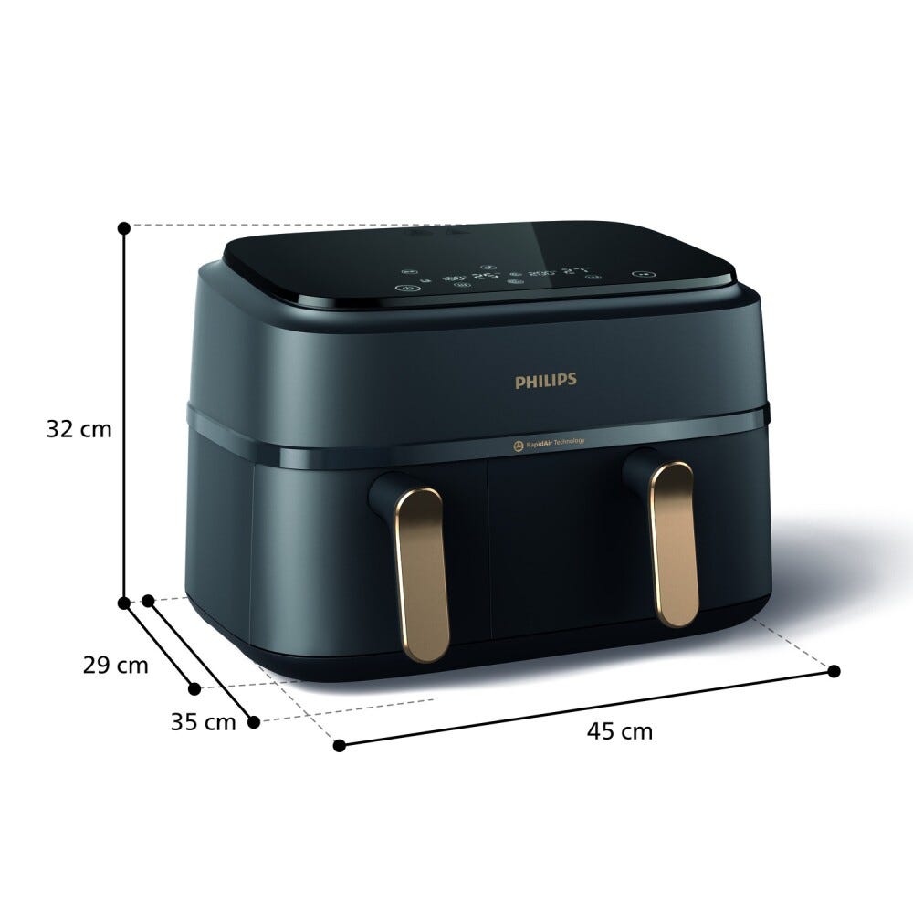 Philips NA352/00 Friggitrice ad aria con doppio cestello per una cucina sana e versatile.