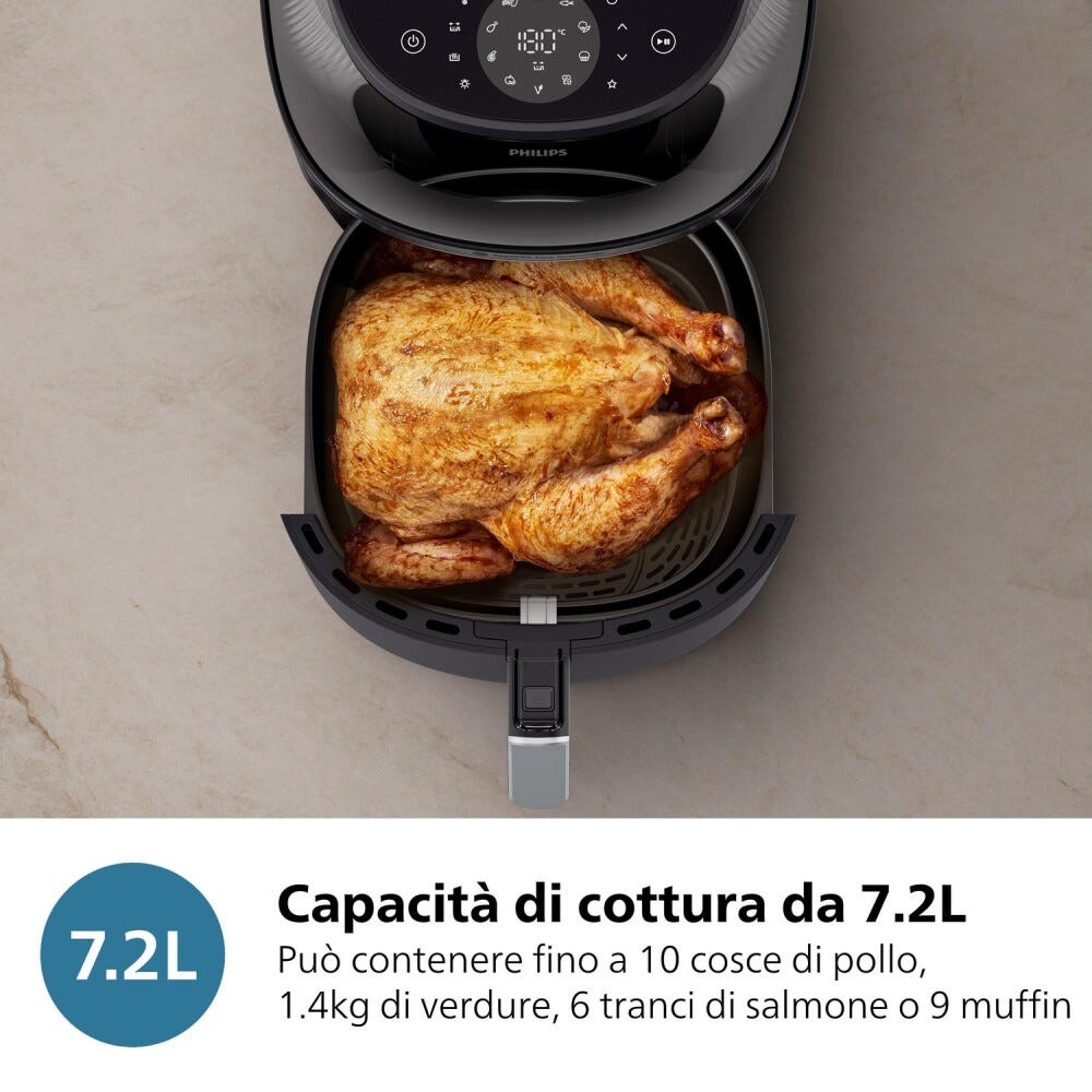 Philips NA342/00 Friggitrice ad aria 7.2L con 16 funzioni e tecnologia RapidAir Plus per una cottura veloce e sana.