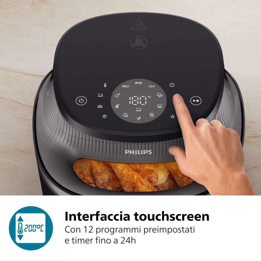 Philips NA342/00 Friggitrice ad aria 7.2L con 16 funzioni e tecnologia RapidAir Plus per una cottura veloce e sana.