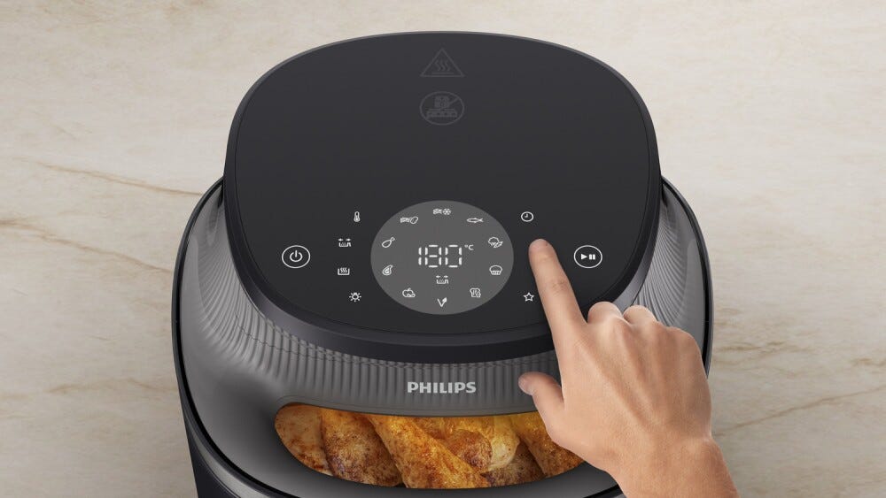 Philips NA332/00 Friggitrice ad aria 6.2L con 16 funzioni e tecnologia RapidAir Plus per una cottura uniforme.