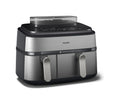 Philips NA555/00 Friggitrice ad aria calda con doppio cestello e cottura a vapore, capacità 9L.