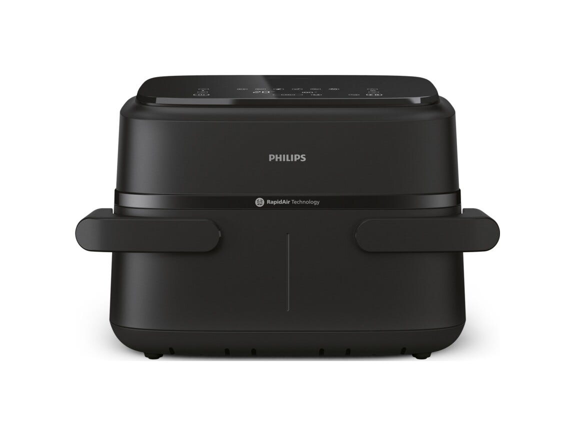 Philips NA150/00 Friggitrice ad aria con doppio cestello da 7.1L e 10 metodi di cottura.
