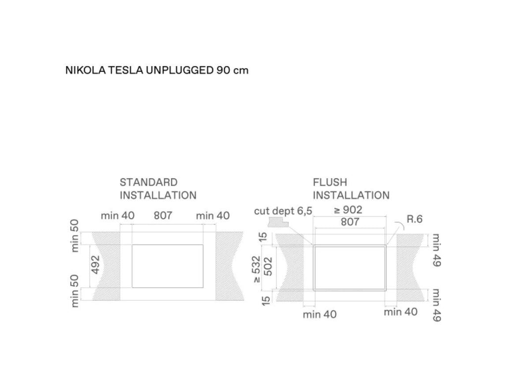 Elica NIKOLATESLA UNPLUGGED RAW BR/A/90 Piano cottura a induzione 90 cm con cappa integrata, vetro nero opaco + alluminio anodizzato nero
