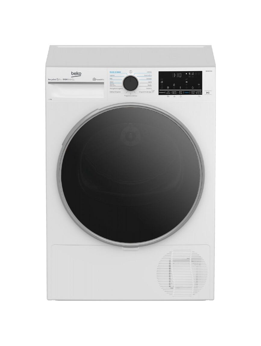Beko BT96DBS Asciugatrice cm. 60, capacità 9 kg, Pompa di Calore, Wi-Fi HomeWhiz, 15 programmi, bianco