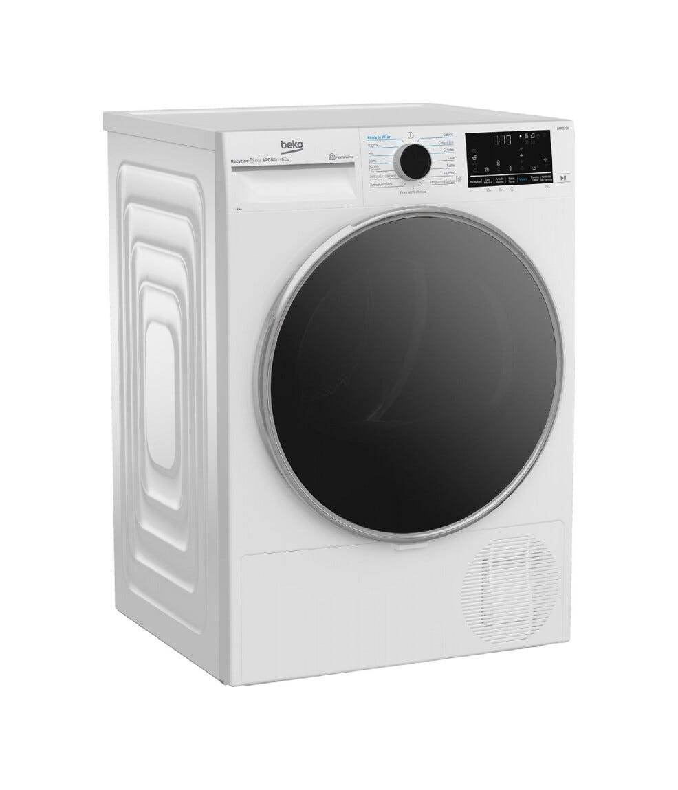 Beko BT96DBS Asciugatrice cm. 60, capacità 9 kg, Pompa di Calore, Wi-Fi HomeWhiz, 15 programmi, bianco