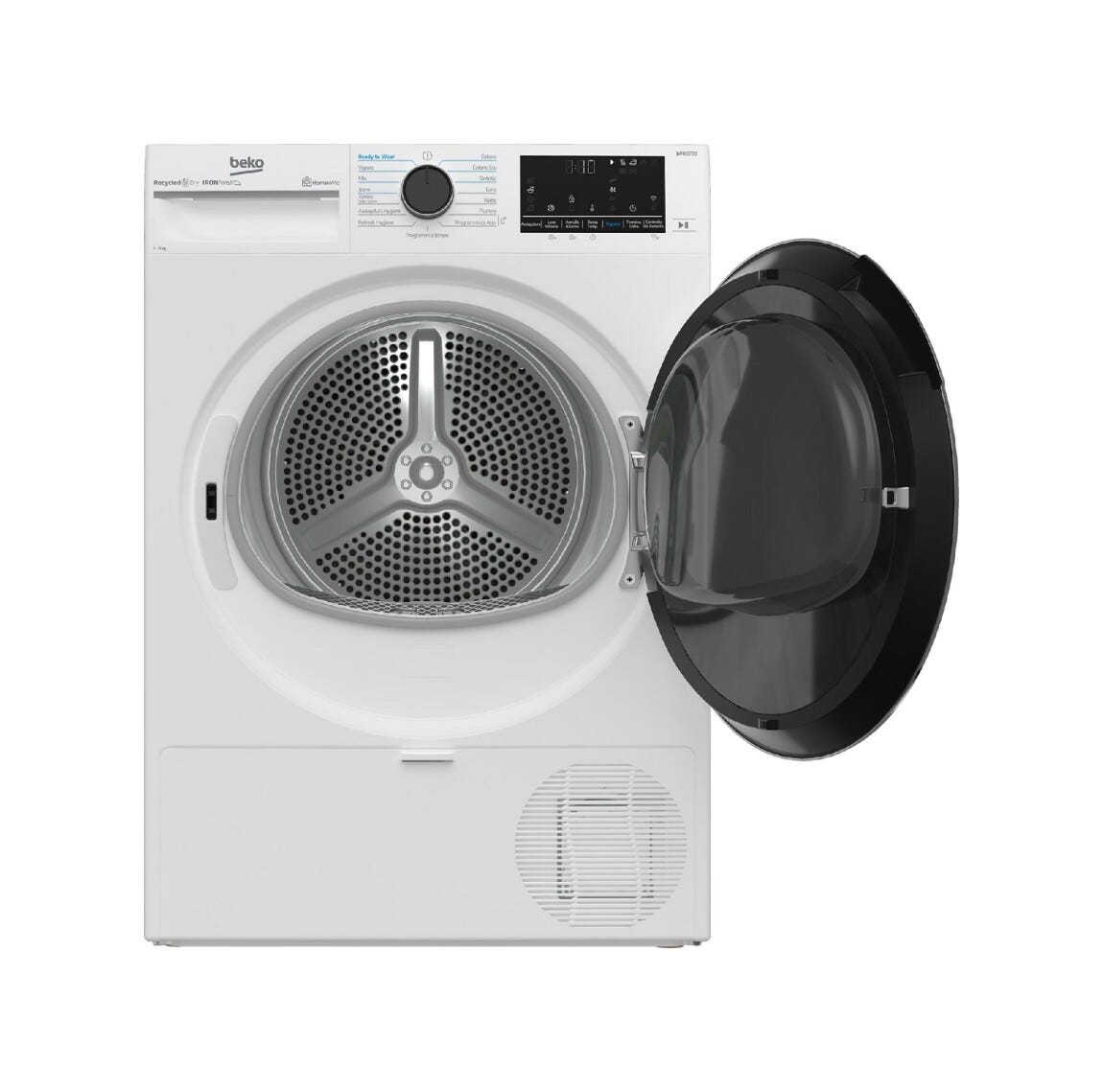Beko BT96DBS Asciugatrice cm. 60, capacità 9 kg, Pompa di Calore, Wi-Fi HomeWhiz, 15 programmi, bianco