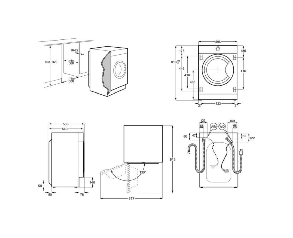 AEG L7WBE68SI serie 7000 Prosteam Lavasciuga integrata totale, cm. 60, lavaggio 8 kg, asciugatura 4 kg, tecnologia ProSense, classe energetica E