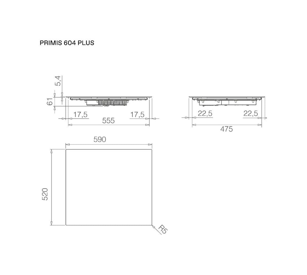 Elica Primis 604 Plus Piano cottura induzione cm. 60, 4 zone cottura, vetro nero