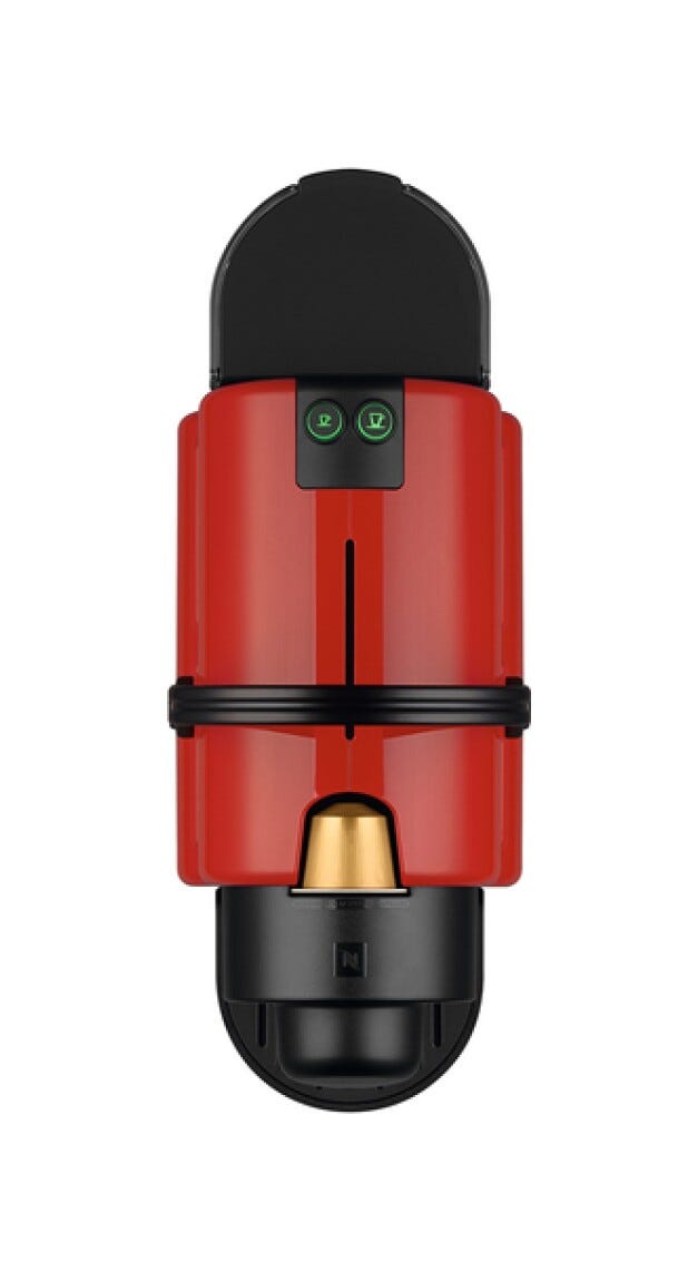 Nespresso XN1005K Inissia Macchina del caffè automatica, compatta, 2 tazze programmabili, riscaldamento rapido, rosso