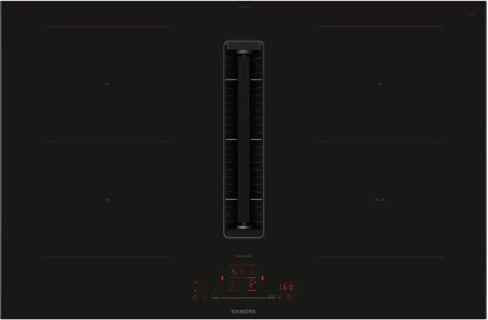 Siemens ED877HQ26E iQ500 Piano cottura a induzione con cappa integrata, 82 cm, Home Connect, nero